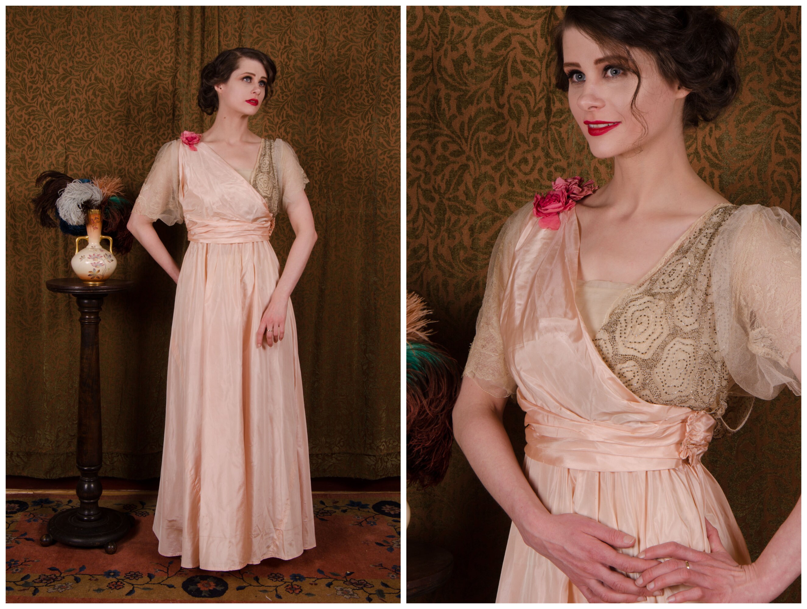 knee length dresses for ladies Evadne Floral Lace Dress - Pink 4