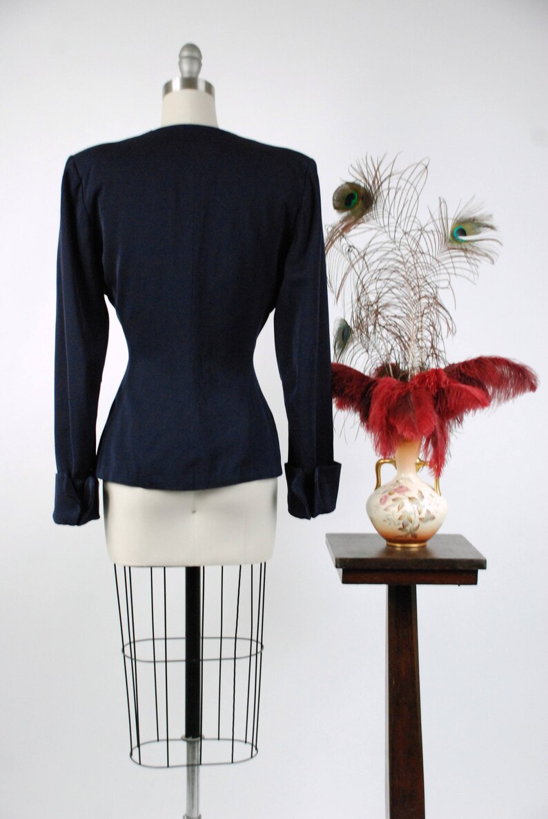 Vintage 1940s Jacket Bold Navy Blue Gabardine 40s Suit Etsy