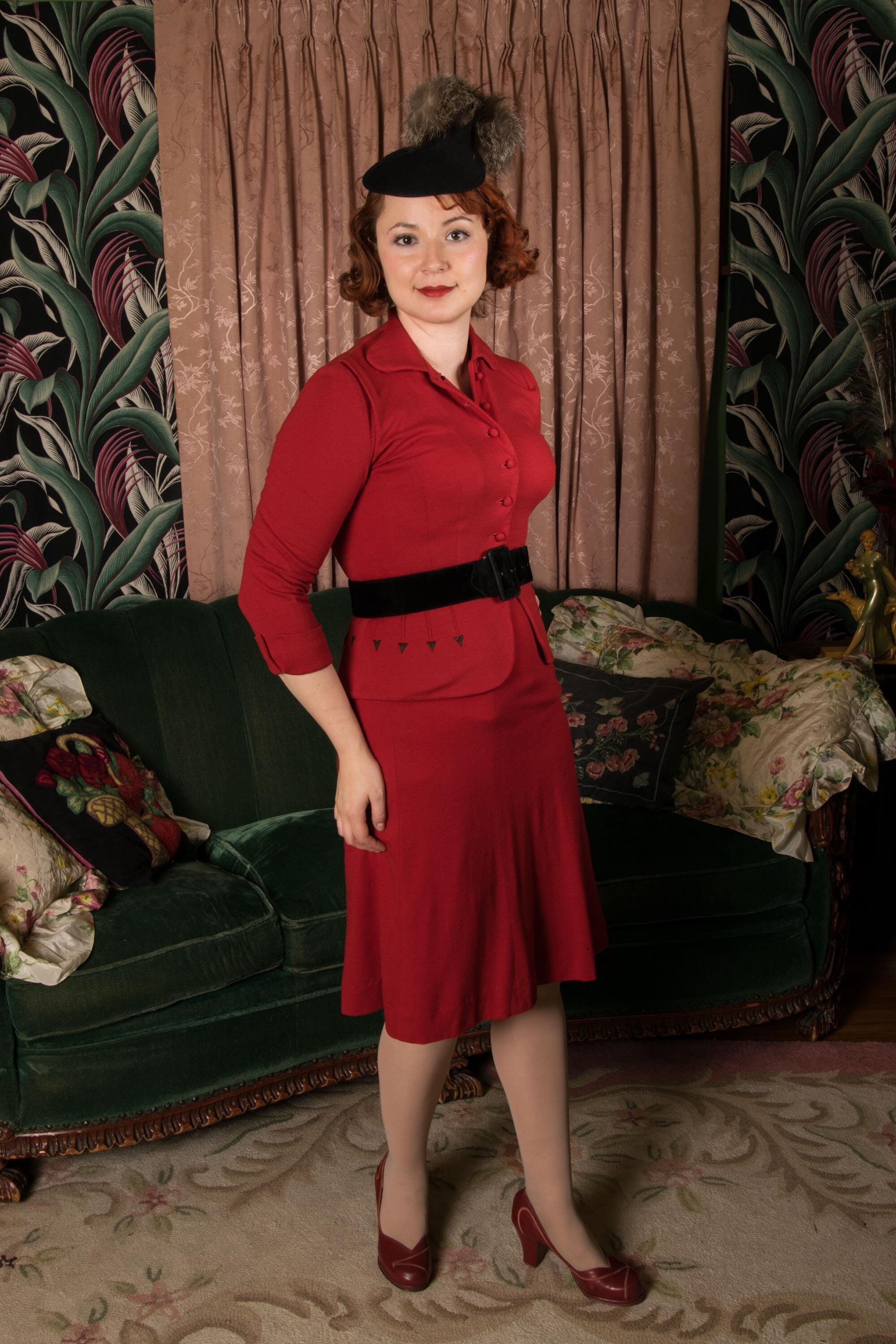 1950s Knit - Vintage 50s Wool Jersey Two Piece Juniors Set