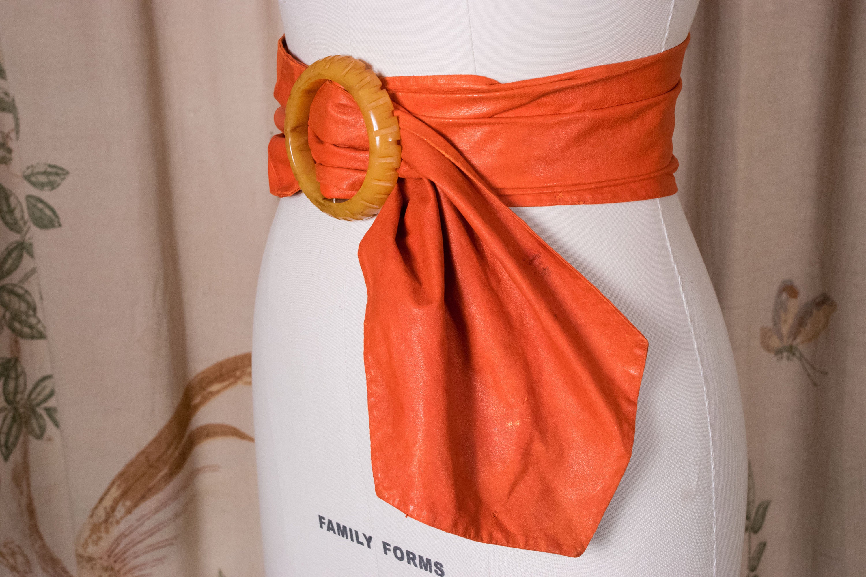 1950s Belt Killer Ultra Wide Orange Soft Leather Cincher Belt With 1950s Belt Killer Ultra Wide Orange Soft Leather Cincher Belt With