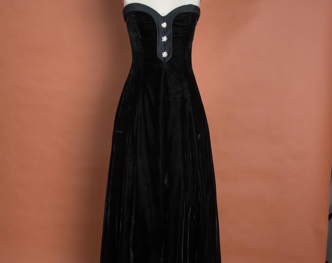 Lot #49 1980s Victor Costa Strapless Velvet Gown WOUNDED BIRDS SALE