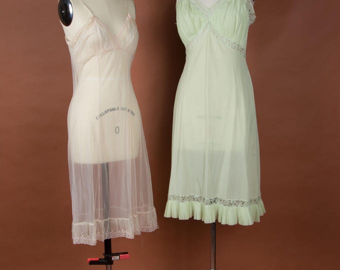 Lot #39 A Group of Two 1950s 1960s Nylon Slips  WOUNDED BIRDS SALE
