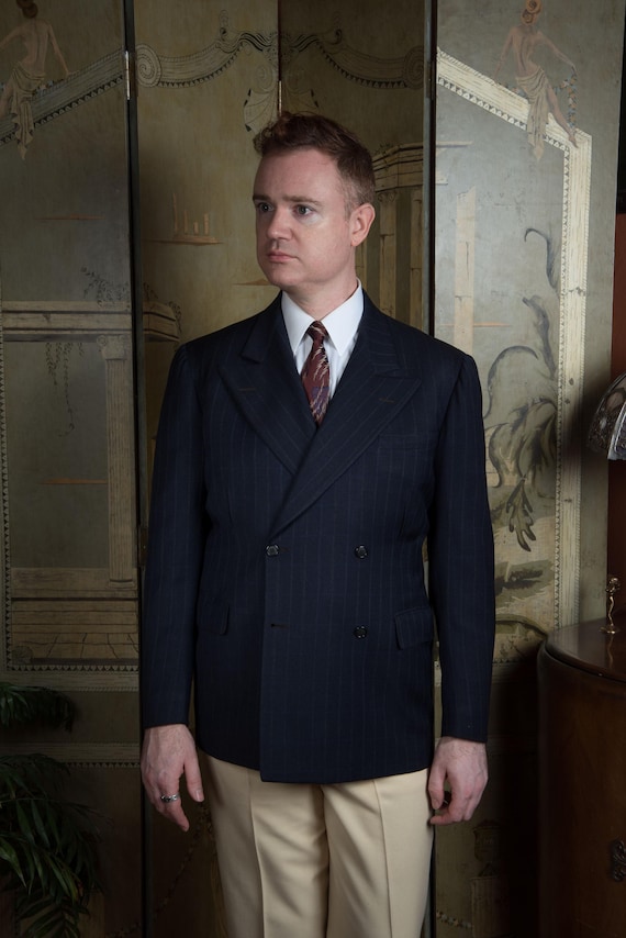 Vintage Late 1930s 1940s Cusp Gorgeous Darted Suit Jacket Sportcoat Blazer Size 39 40