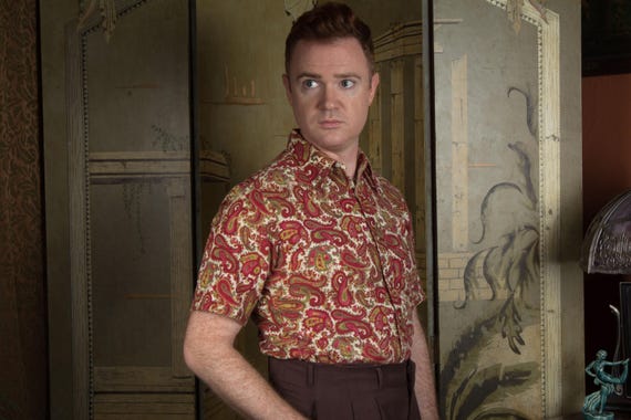 Vintage 1960s Colorful Paisley Cotton Oxford Collar Cotton Tapered Short Sleeve Shirt by Arrow