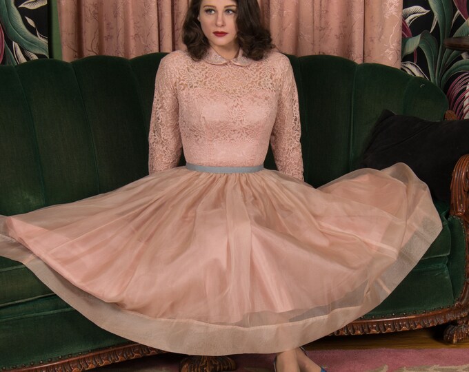 1950s Dress - Frothing Vintage 50s Rose Pink Organza and Lace 50s ...