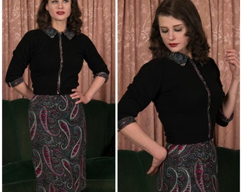 1960s Ensemble - Fantastic Late Early 60s Wool Paisley and Soft Cashmere Knit Two Piece Set