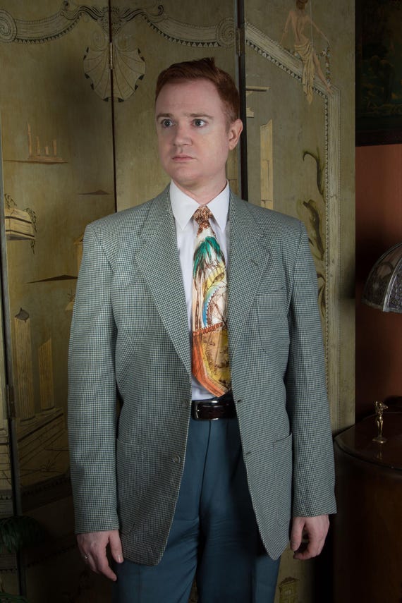 Killer Vintage Late 1940s Early 50s BOLD LOOK Patch Pocket Sportcoat in Teal, Slate Blue and Ivory Houndstooth Size 39 40