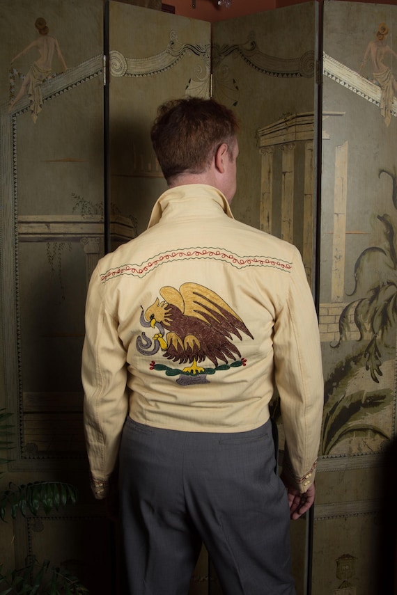RICARDO MONTALBAN Screen Worn Vintage 1950s Embroidered Western Jacket with Mexican Coat of Arms from Sombrero 1953