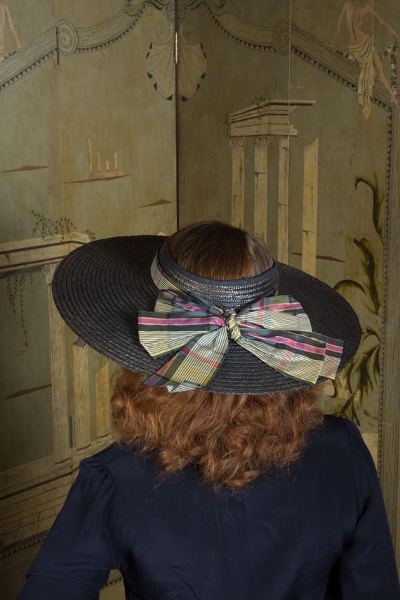 1940s Wide Brimmed Vintage Hat, Open Crown Style … - image 11