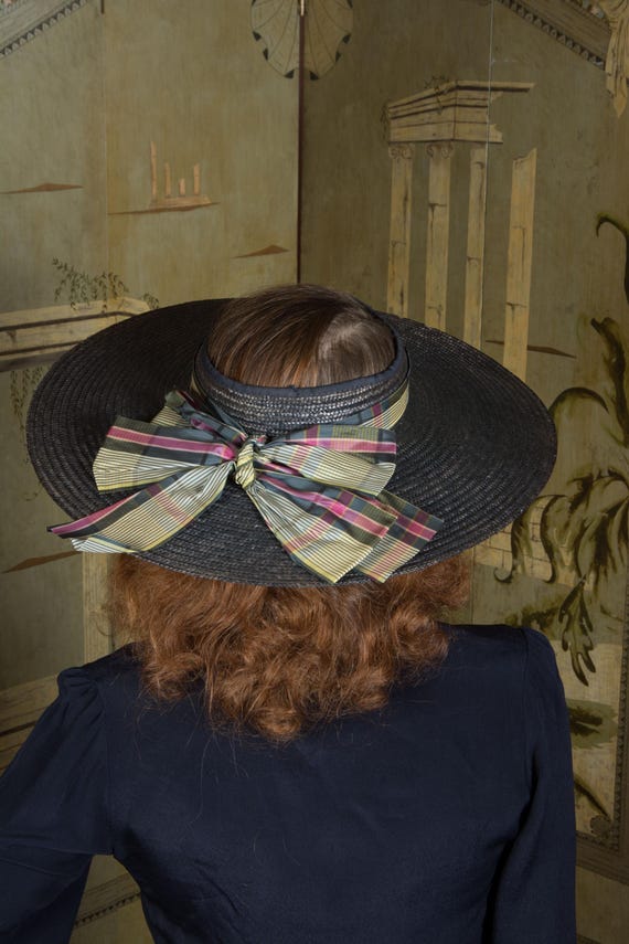 1940s Wide Brimmed Vintage Hat, Open Crown Style … - image 13