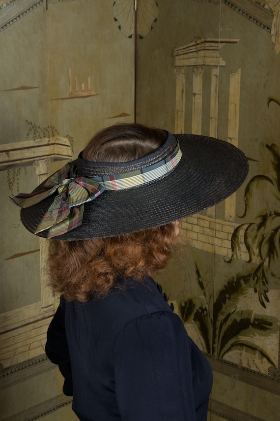 1940s Wide Brimmed Vintage Hat, Open Crown Style … - image 18