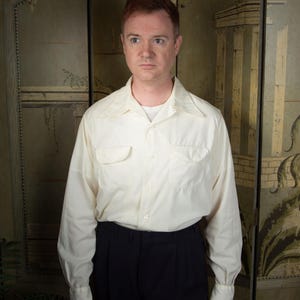Vintage 1940s BRENT Lustrous Nylon Loop Collar Flap Pocket Long