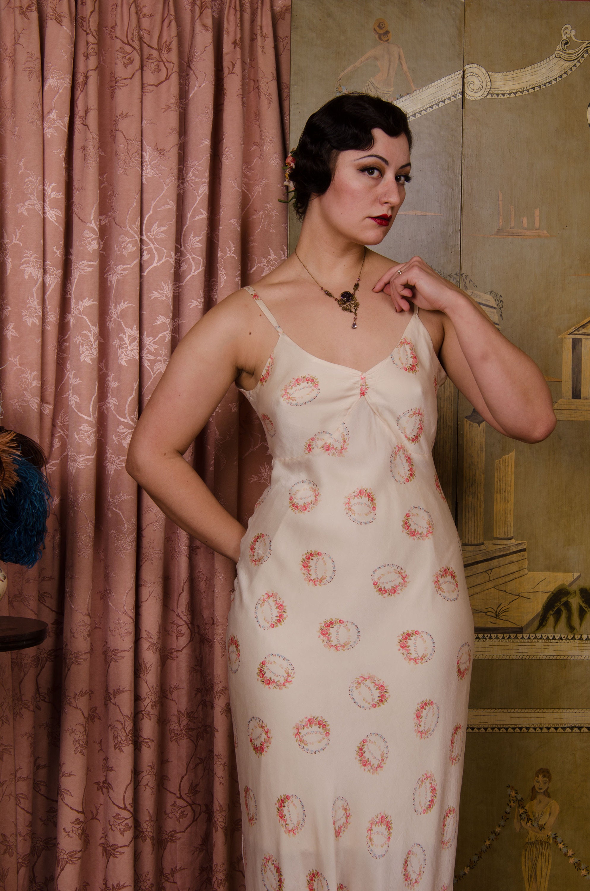 Small 1930s Silk Peignoir Set Bias Cut Nightgown Honeymoon Lingerie