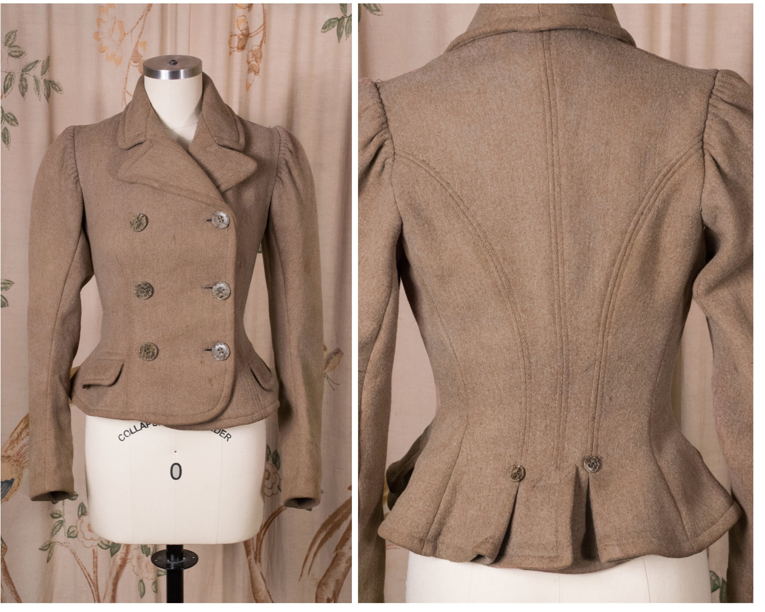 c. 1900 Jacket Fantastic Early Edwardian Covert Coat Heavy Tweed