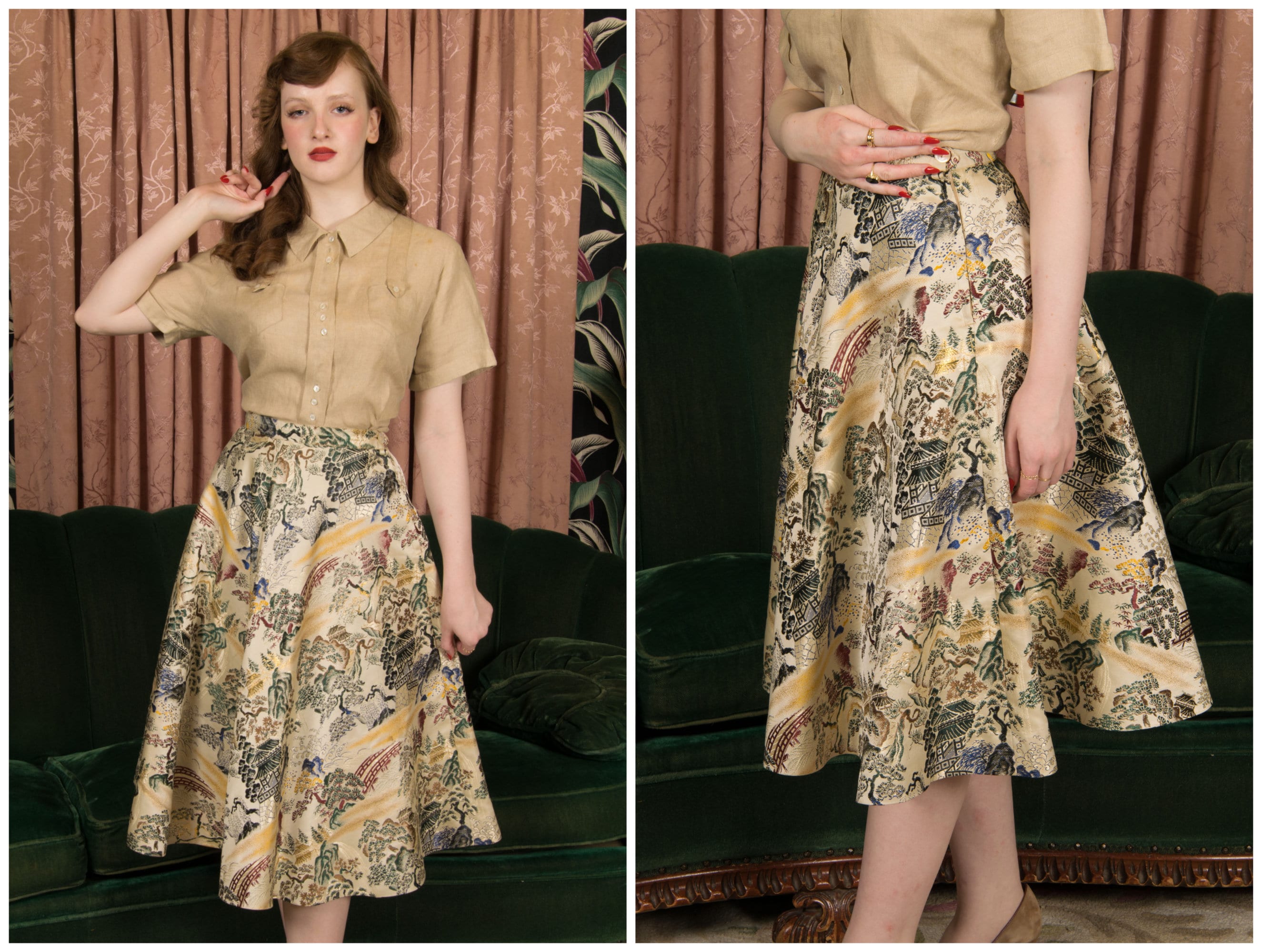 50s flared skirt top