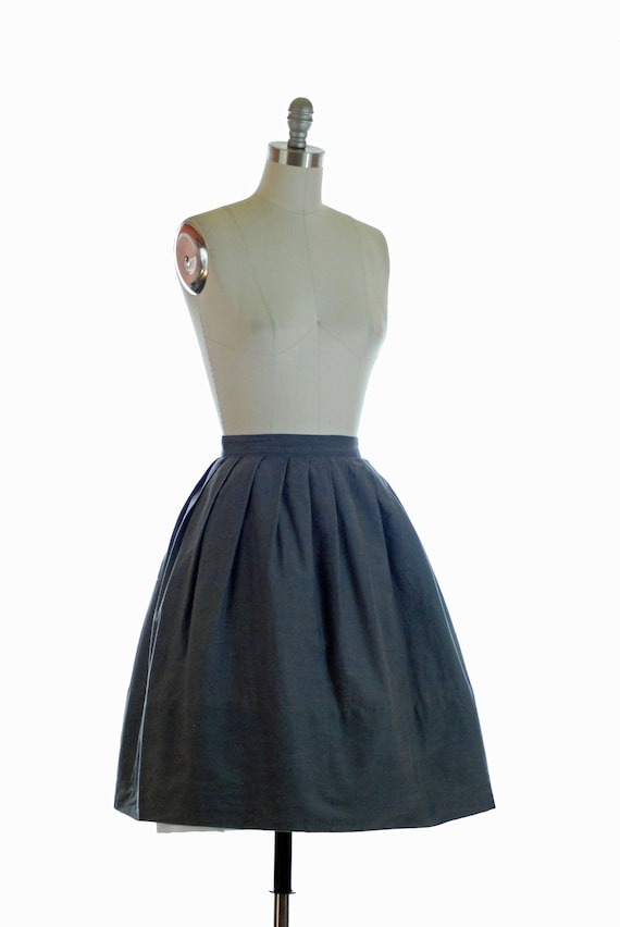 Vintage 1950s Skirt - Basic 50s Grey Cotton Skirt