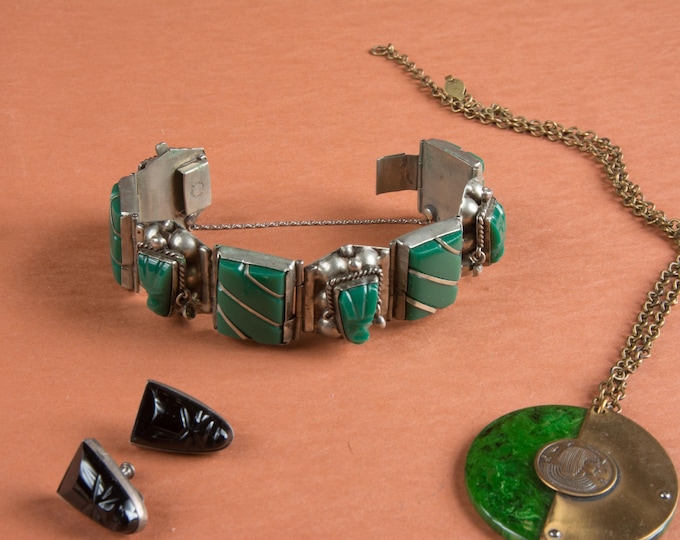 Lot #72 A Group of 1950s and 60s Jewelry - mexican silver, egyptian revival WOUNDED BIRDS SALE