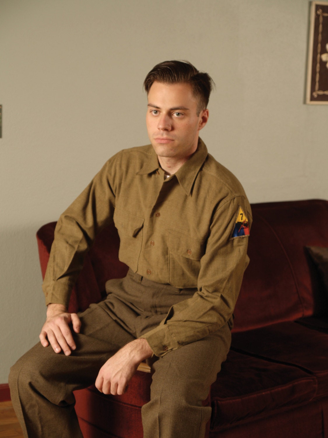 Vintage Army Uniform // Lucky Seventh Wwii With Shirt & Patches 7Th Armored Division