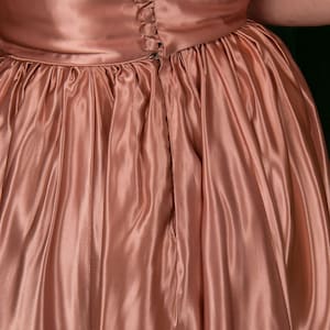 1940s Dress Set Exceptional Two Piece Chiffon and Satin Evening Ensemble High Waist Skirt & Draped Blouse in Mauve Pink image 8