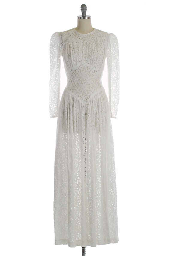Vintage 1930s Dress - Exquisite Late 30s Cotton La
