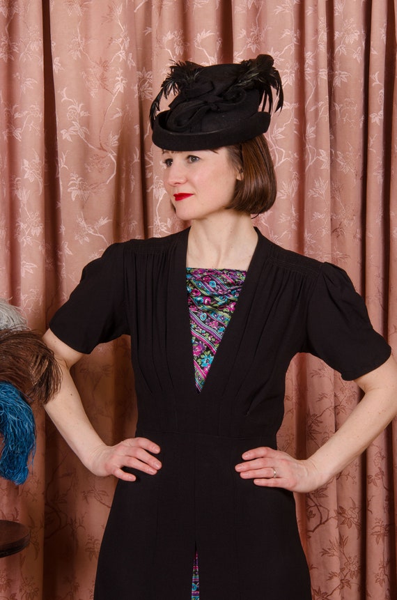 1940s Dress - Striking Vintage 30s/40s Cusp Black… - image 4