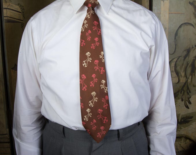 Vintage 1950s Silk Necktie "I Mind My Own Business" by WILLIAM STEIG Cartoon Illustration