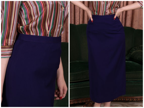 1940s Skirt Vintage Late 40s to Early 50s Long Gabardine Skirt in Rich Indigo Purple Etsy