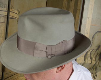 Vintage 1940s Dobbs Twenty Guild Edge Fedora Size 7 1/4 in Dove