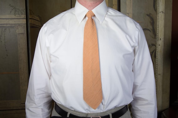 Vintage 1930s Cotton Seersucker Striped Summer Necktie Genuine Lorraine Shir-o-Shakkar King of Seersucker Deauville Tailored Tie