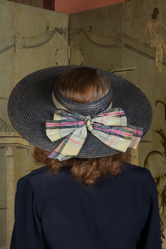 1940s Wide Brimmed Vintage Hat, Open Crown Style … - image 3