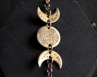 Armband maanfase: goudmessing hemelse maansieraden