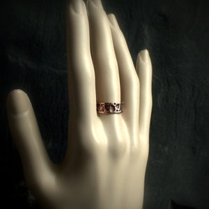 Regmaglypt Meteorite Ring - 6mm, Cuff Ring, Dark Oxidized Patina, Hammered Copper, Mens Womens Unisex, Metalwork Jewelry, Moon Crater Space