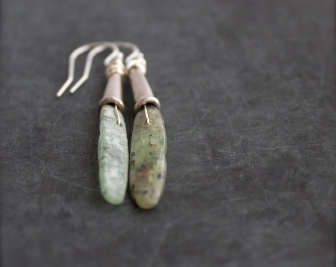 Mint Green Kyanite Stone Stick Dangle Drop Earrings Boho Etsy