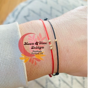 14K Solid Gold | Red String Bracelet | Kabbalah Bracelet | Thin Red Thread | Red Silk Bracelet | Solid Gold Bead | Unisex Gift |Handmade USA