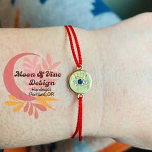 18K Gold Evil Eye Red String Bracelet: Kabbalah Protection Bracelet