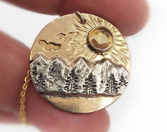 Golden Sunset Mountains -  Necklace