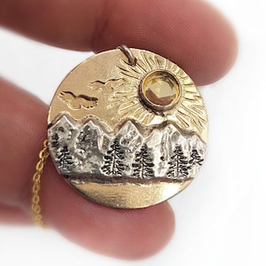 Golden Sunset Mountains -  Necklace