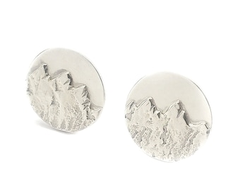 Cuff links - Mountain Landscape - Sterling Silver - Groomsmen Gift