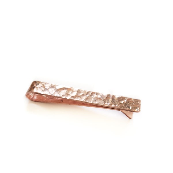 Copper Tie Bar Hammered - Custom Length and Edge- Groomsmen Gift