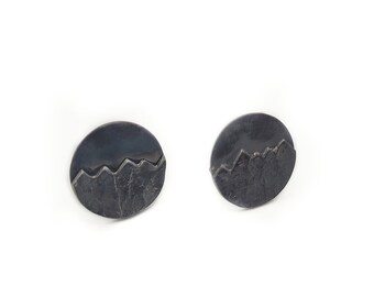 Bulk Discount - Gun Metal Gray Cuff links - Midnight Mountains - Oxidized Sterling Silver