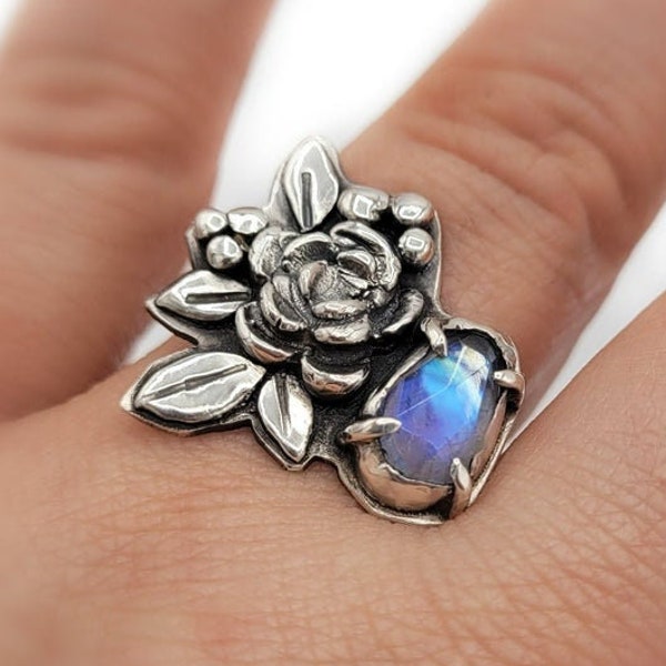 Moonstone Blossom Ring Size 9