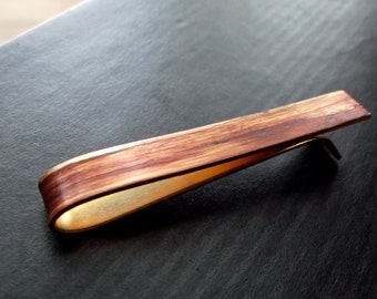 Tie Bar - Woodgrain Patina on Brass