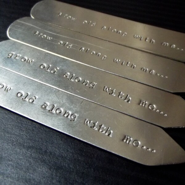 Grow old with me - c o l l a r s t a y s - 2 pairs - Hand forged Nickel - Ready to Ship