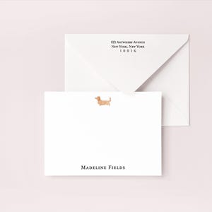 Watercolor Dachshund Flat Note Cards - Personalized Stationery Set for Dog Lovers