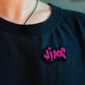 Pin &quot;Jinx&quot; cross stitch handmade small