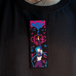 Pin &quot;Jinx&quot; cross stitch handmade