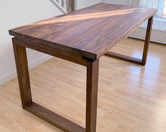Solid Walnut Executive Desk, 60x30 Modern Minimalist Floating Top, Handmade USA