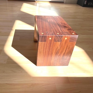 Solid Walnut Mid Century Modern Stool, Handmade Kids Step Bench, Entryway Seat
