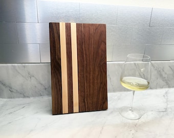 Walnut Maple Cheese Board with Brass Feet, Handmade Wood Serving Tray, Charcuterie Board