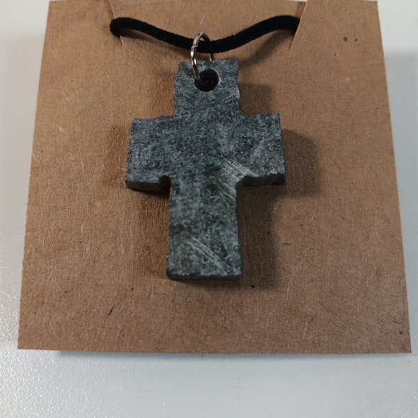 Rustic Soapstone Cross Necklace